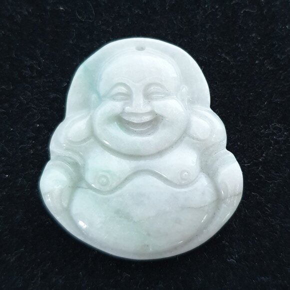 75.5 carats Vintage Hand-Carved Natural White Jade Happy Buddha Pendant - Picture 4 of 11